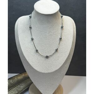 Vintage Monet Faux Grey Pearl Necklace